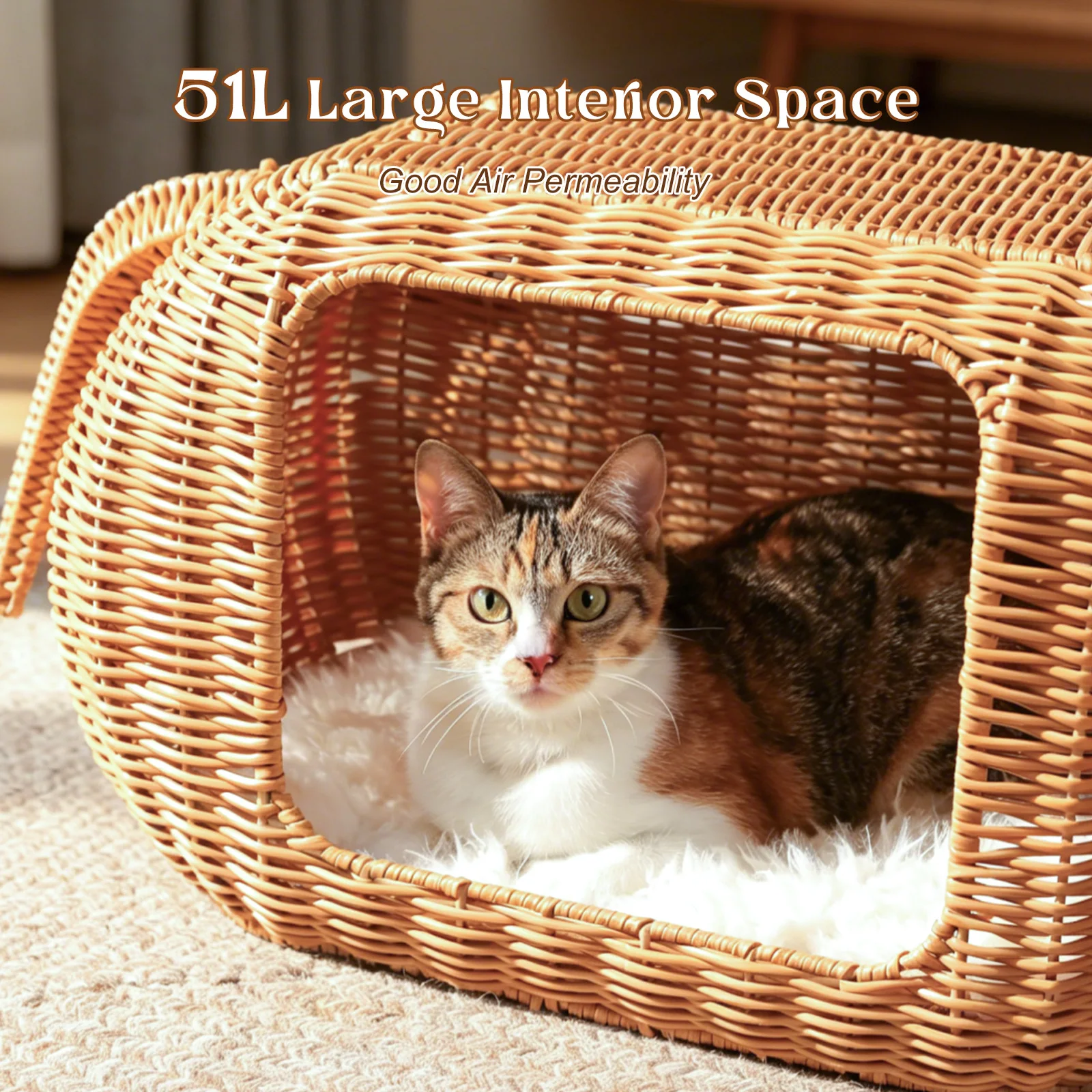 Elephant Wicker Cat Hideaway - Image 5