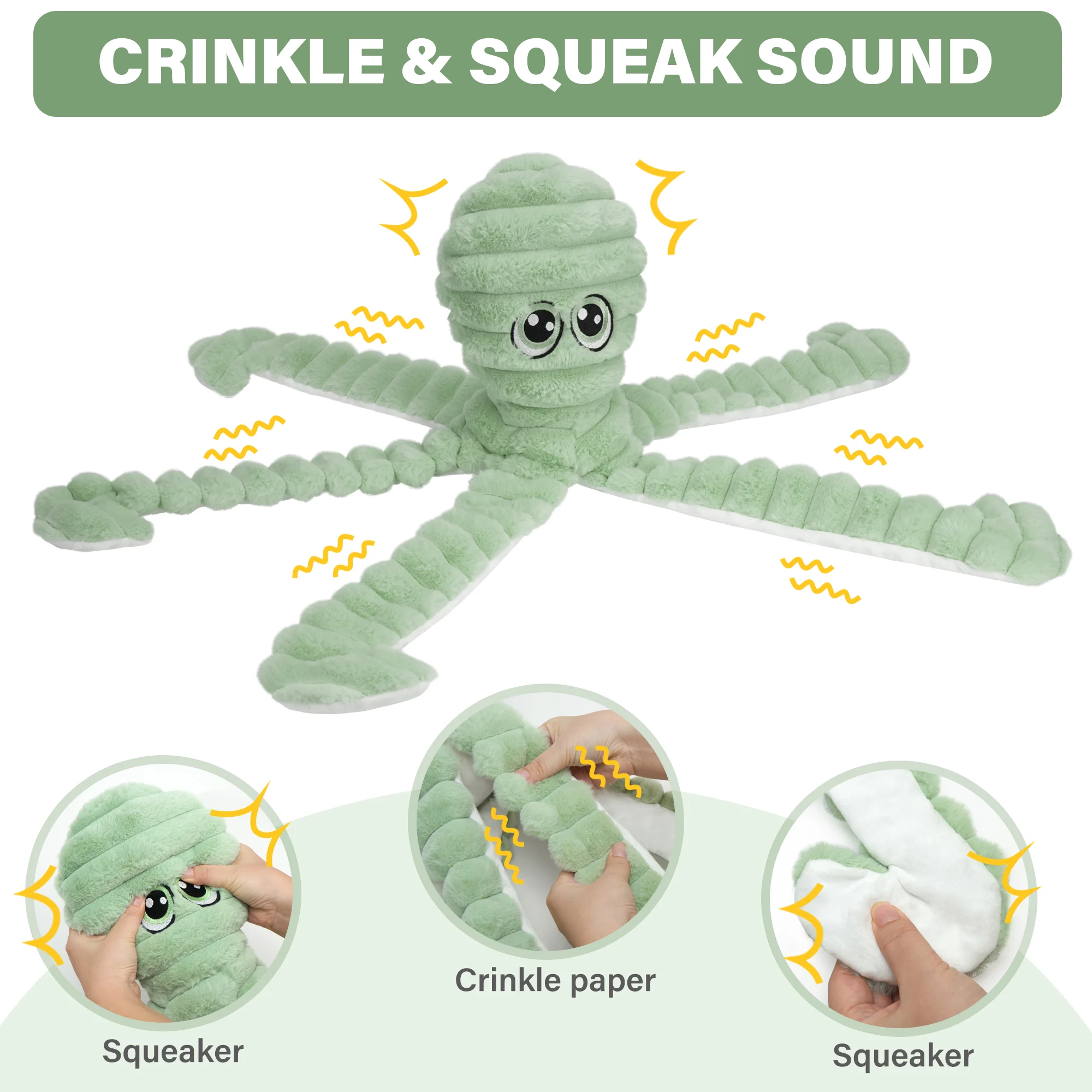 Octopus Squeaky Plush Toy - Image 3