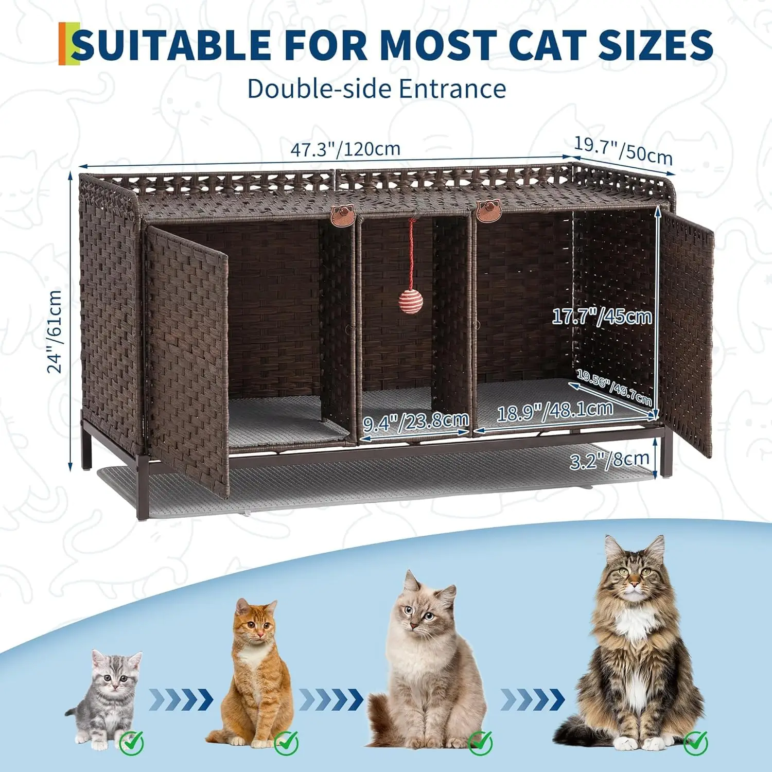 Chic Wicker Cat Box Cabinet - Image 2